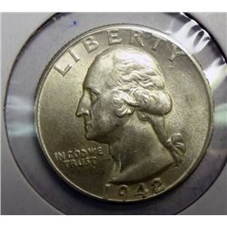 1942-D WASHINGTON QUARTER CH BU