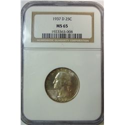 1937-D WASHINGTON QUARTER NGC MS65 GEM