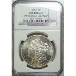 1886-S MORGAN DOLLAR NGC UNC