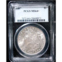 1887 MORGAN SILVER DOLLAR, PCGS MS64+