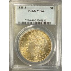1888-S MORGAN SILVER DOLLAR, PCGS MS64 SUPER!