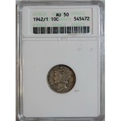 1942/1 MERCURY DIME ANACS AU-50 NICE!