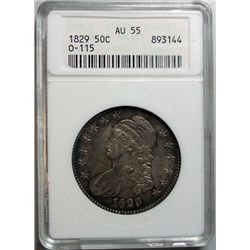1829 Bust half O-115 ANACS 55  coin is a 58