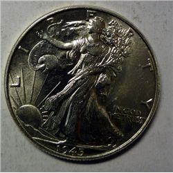 1945 WALKING LIBERTY HALF DOLLAR GEM BU