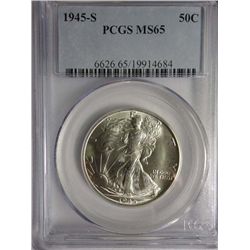 1945-S WALKING LIBERTY HALF DOLLAR PCGS MS-65