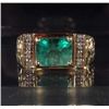 Image 1 : 10K GOLD MENS EMERALD AND DIAMOND RING - SIZE 9