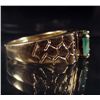 Image 2 : 10K GOLD MENS EMERALD AND DIAMOND RING - SIZE 9