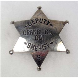 OBSOLETE ORANGE COUNTY CA DEPUTY SHERIFF NO. 9 POLICE LAW BADGE