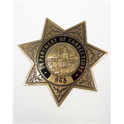 OBSOLETE CALIFORNIA DEPARTMENT OF CORRECTIONS NO. 963 POLICE LAW BADGE