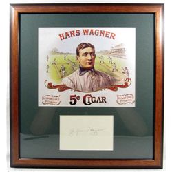 HONUS WAGNER CUT SIGNATURE W/ PICTURE - FRAMED W/ COA