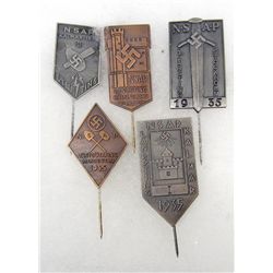 LOT OF 5 GERMAN NAZI SWEDISH POLITICAL PARTY STICK PIN BADGES