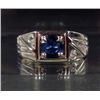 Image 1 : 10K WHITE GOLD MENS SAPPHIRE AND TOPAZ RING - SIZE 9