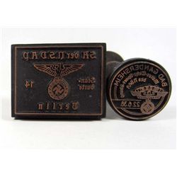 LOT OF 2 GERMAN NAZI WAX SEAL / RUBBER STAMPS W/ WOOD HANDLES