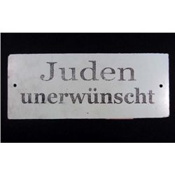 GERMAN NAZI ANTI SEMITIC WALL PLAQUE "JEWS NOT WELCOME"