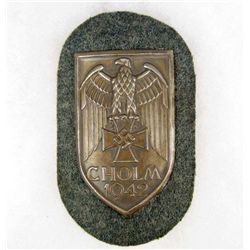 GERMAN NAZI CHOLM SHIELD W/ GREEN WOOL BACKING
