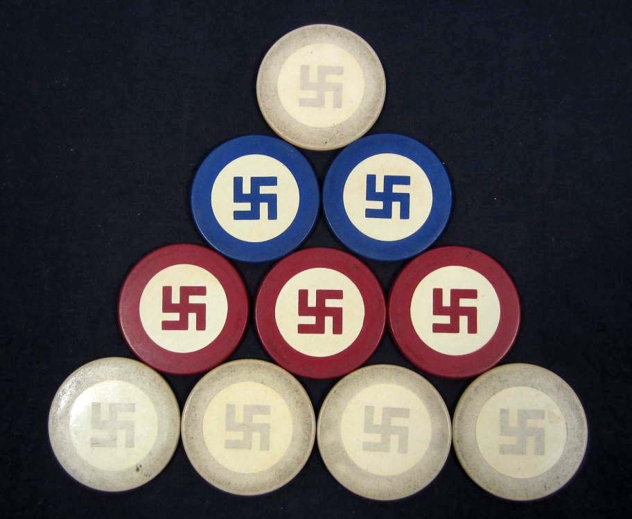 LOT OF TEN GERMAN NAZI POKER CHIPS