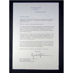 PRESIDENT JOHNSON FACSIMILE SIGNATURE ON WHITE HOUSE STATIONARY