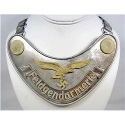 GERMAN NAZI LUFTWAFFE FIELDZHANDARM GORGET W/ CHAIN