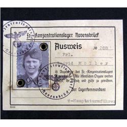GERMAN NAZI FEMALE GUARD ID DOCUMENT W/ PHOTO
