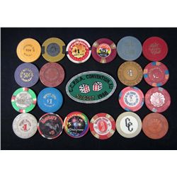 LOT OF 20 OBSOLETE NEVADA CASINO GAMBLING POKER CHIPS