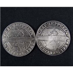 LOT OF 2 GERMAN NAZI GRAF ZEPPELIN 1929 COIN