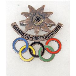GERMAN NAZI 1936 GARMISCH WINTER OLYMPICS BADGE