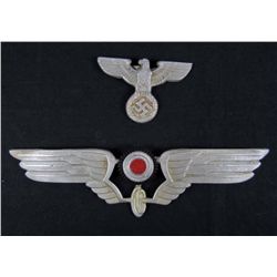 LOT OF 2 GERMAN NAZI GENERALS VISOR HAT BADGE