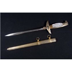 RARE GERMAN NAZI GOLD DIPLOMATIC OFFICERS DAGGER W/ SCABBARD
