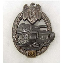 RARE GERMAN NAZI ARMY 25 TANK ASSAULT BADGE