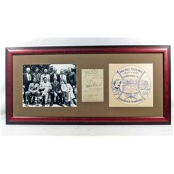 11 FAMOUS BASEBALL PLAYER SIGNATURES  W/ PICTURE & PROGRAM - FRAMED W/ COA