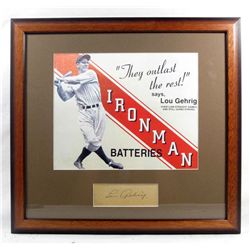 LOU GEHRIG CUT SIGNATURE W/ PICTURE - FRAMED W/ COA
