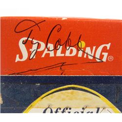 VINTAGE SPALDING BASEBALL BOX SIGNED BY TY COBB W/ COA