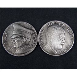LOT OF 2 GERMAN NAZI ADOLF HITLER COINS