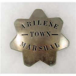 OLD WEST ABILENE TEXAS TOWN MARSHAL COWBOY ERA LAW BADGE