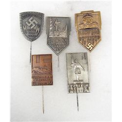 LOT OF 5 GERMAN NAZI SWEDISH POLITICAL PARTY STICK PIN BADGES