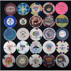 LOT OF 25 OBSOLETE UNITED STATES GAMBLING CASINO POKER CHIPS