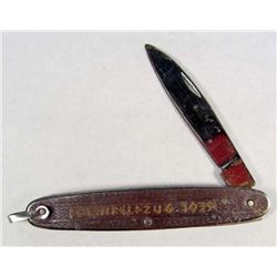 GERMAN NAZI SMALL POCKET KNIFE ENGRAVED POLENFELDZUG CAMPAIGN 1939