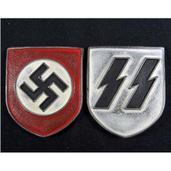 LOT OF 2 GERMAN NAZI SS AFRICA KORPS PIT HELMET BADGES