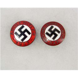 GERMAN NAZI 1933 ADOLF HITLER & NSDAP ENAMELED PARTY BADGES