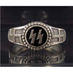 STERLING SILVER GERMAN NAZI SS ENAMELED RING