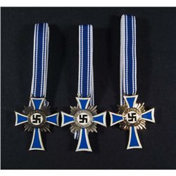 LOT OF 3 GERMAN NAZI MOTHER'S CROSSES W/ RIBBONS