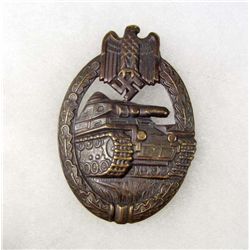 GERMAN NAZI ARMY BRONZE PANZER GRENADIER TANK ASSAULT BADGE