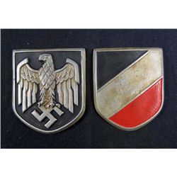 LOT OF 2 GERMAN NAZI AFRICA KORPS PIT HELMET BADGES