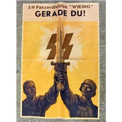GERMAN NAZI POSTER PROMOTING 5TH SS PANZER DIVISION WIKING