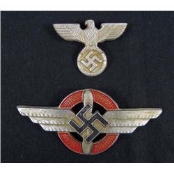 LOT OF 2 GERMAN NAZI VISOR HAT BADGE