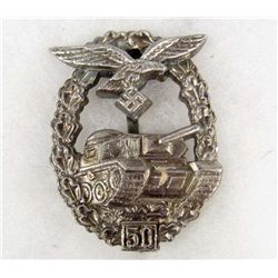 GERMAN NAZI LUFTWAFFE TANK BATTLE BADGE FOR 50 ACTIONS