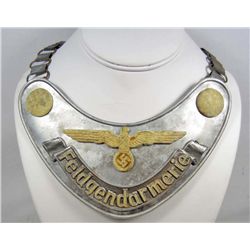 GERMAN NAZI ARMY FIELDZHANDARM GORGET W/ CHAIN
