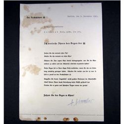 GERMAN NAZI SS DOCUMENT FOR A DAGGER