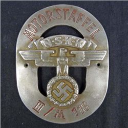 GERMAN NAZI NSKK MOTORSTAFFEL PLAQUE