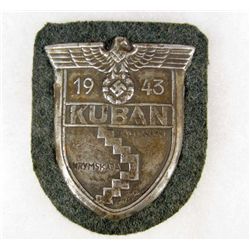 GERMAN NAZI KUBAN SHIELD W/ GREEN WOOL BACKING